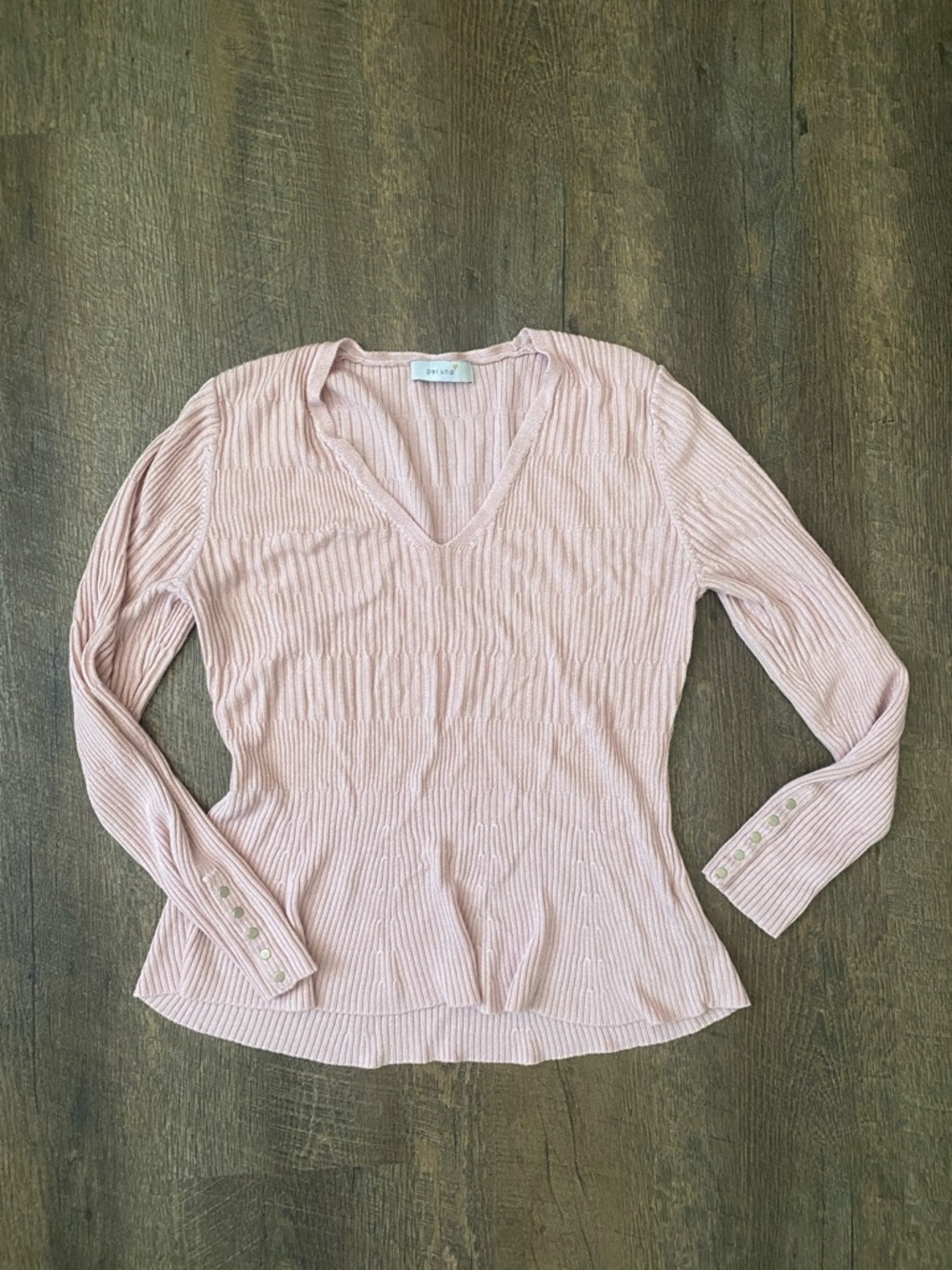 per una Dusty Pink Ribbed V-Neck Knit - Picture 4 of 10